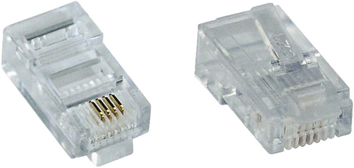 InLine® 100pcs Modular Plug 8P4C RJ45 for Crimping to ribbon Cable ISDN