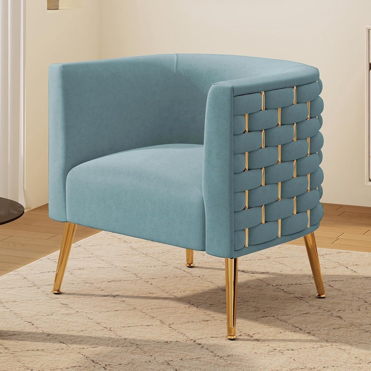 Comfortabele fluwelen accentstoel met tufted design voor woonkamer, slaapkamer en kantoor in marineblauw