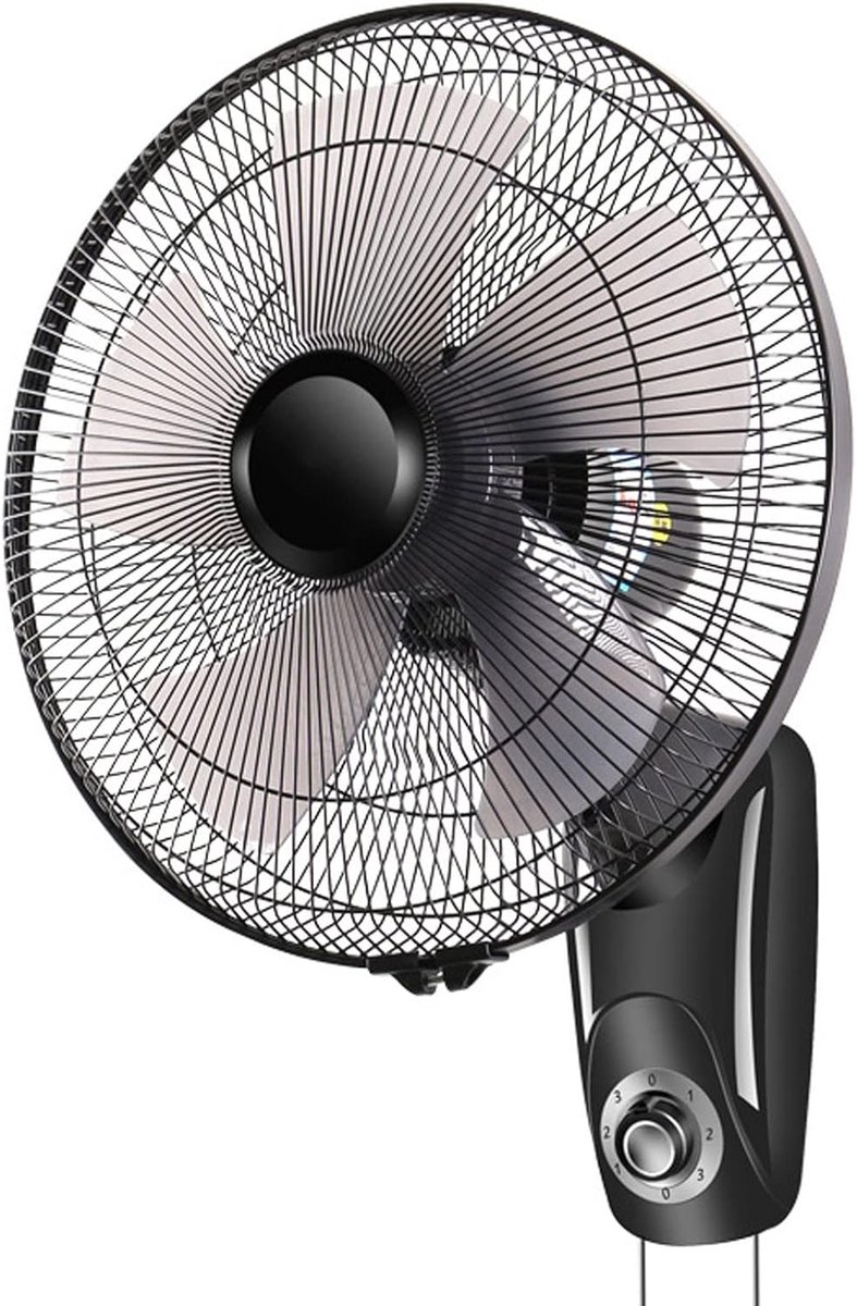 Industriële Wandventilator - Oscillerende Ventilator - Hoge Luchtsnelheid - 5 Bladen 3 Snelheden - Robuust Ontwerp - Zwart
