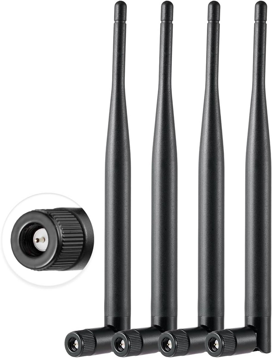 4 Stuks Dual Band WiFi Antenne 2.4GHz 5GHz 5.8GHz Hoge Gain 5dBi met SMA Mannelijke Connector voor Router en Camera