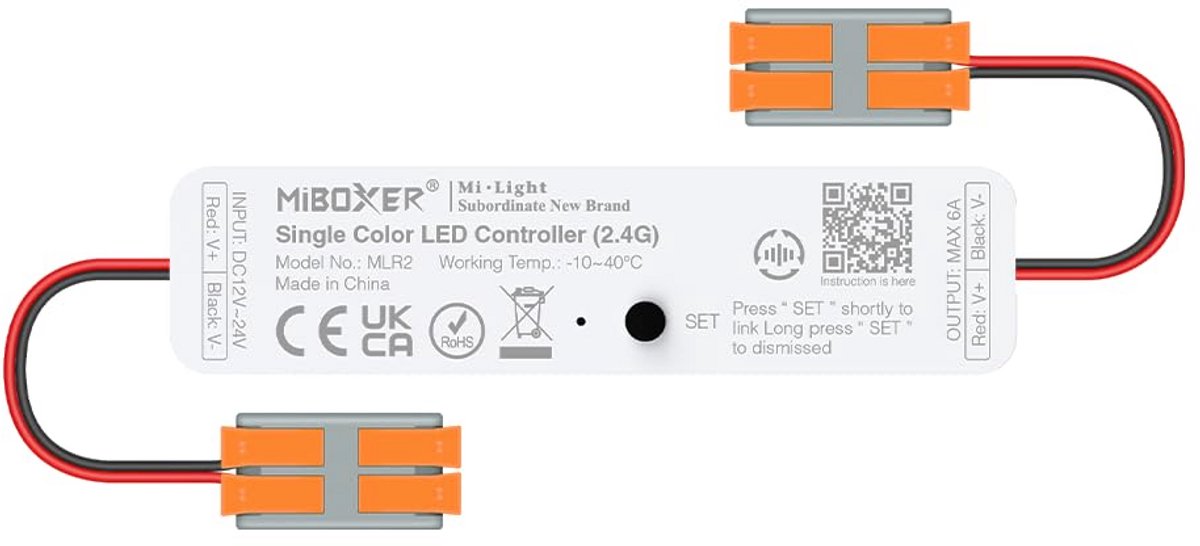 Miniatuur Enkele Kleur LED Dimmer Controller 12V-24V DC Max 6A 2.4 GHz RF