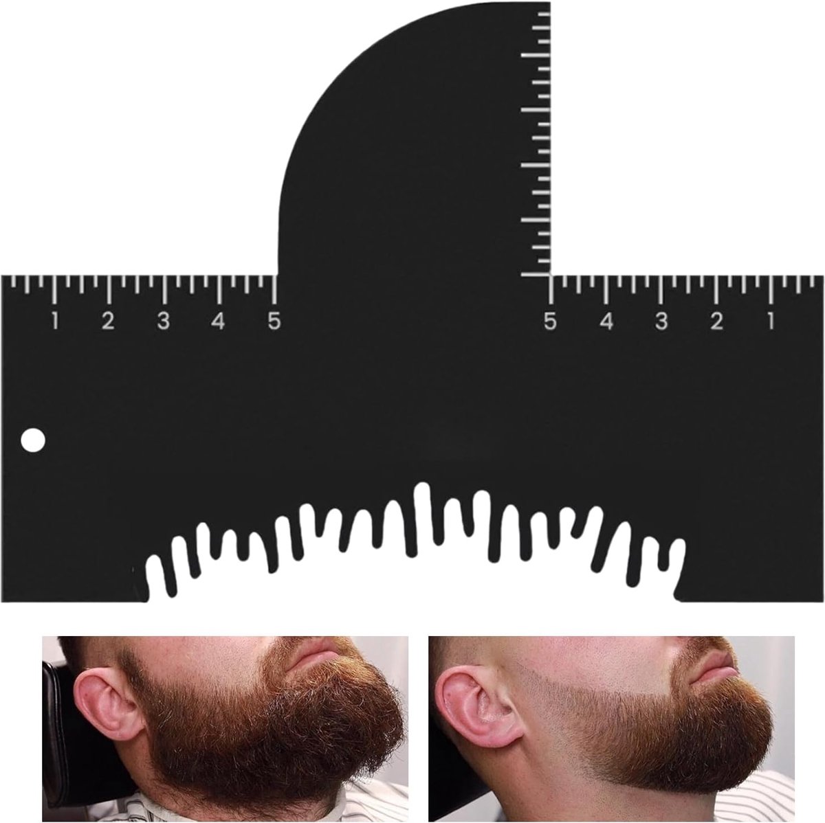 Haarlijn sjabloon - Baard trimmer - Stijlvol gezicht - Ergonomische grip - 15.5 x 12 cm - Zwart