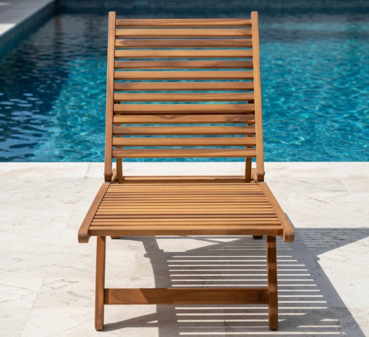 Luxe Teakhouten Ligbed – Opvouwbare & Verstelbare Tuinligstoel – Weerbestendig Massief Teak – Compact & Comfortabel voor Tuin, Terras & Zwembad | MedaHomeStore