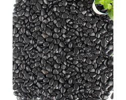 Zwarte Kiezels - Decoratieve Stenen Grind - Planten Aquarium Decoratie - Natuurlijke Gepolijste Rivierrotsen - 8.2 kg - Zwart