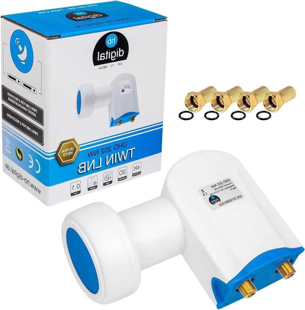 Twin LNB - Satelliet Ontvanger - 2 Deelnemers Ontvangen - 4K Ultra HD - 0.1 dB Ruismaat - Wit