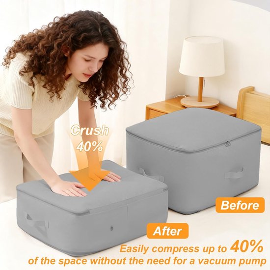 Zelfcomprimerende organizer - Compressiezakken opbergtas - Ruimtebesparend opbergen - Waterdicht stofbescherming - 40 x 30 x 18 cm - Grijs — afbeelding 2