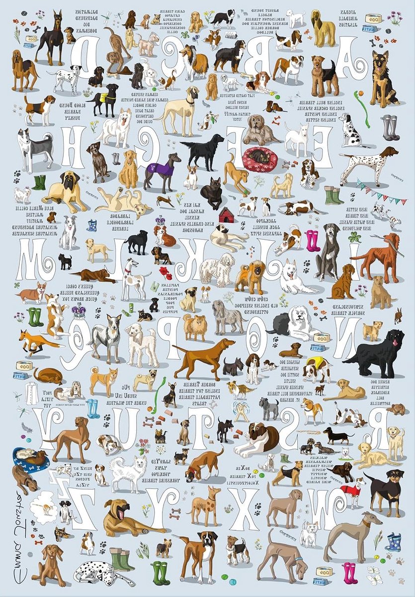 Emma Joustra Legpuzzel 'Honden A-Z' 1000 Stuk - Great British Jigsaws