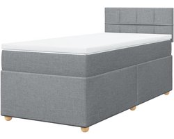 Boxspring Bed - Gestoffeerd Bed - Goede Nachtrust - Pocketvering Matras - 100x200 cm - Lichtgrijs