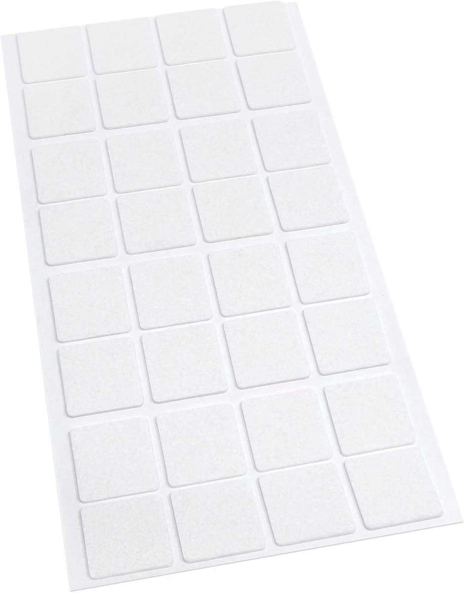 Viltglijders - Meubelbeschermers - Vloer beschermen - Zelfklevend en dun - 25 x 25 mm - Wit