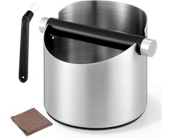 Koffie Knock Box - Espresso Afklopbak - Koffiedik Verwijderen - Schuine Anti-Splatter Opening - 11x11x11 cm - Zilver