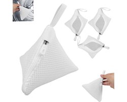 4 stuks Polyester mesh waszak - waszak - mesh waszakken - Mini Waszakjes - waszakken voor bh's en ondergoed - Fijne waszak voor in de wasmachine - Ademende Polyester Mesh Bescherming - 12 cm * 12 cm - Wit"