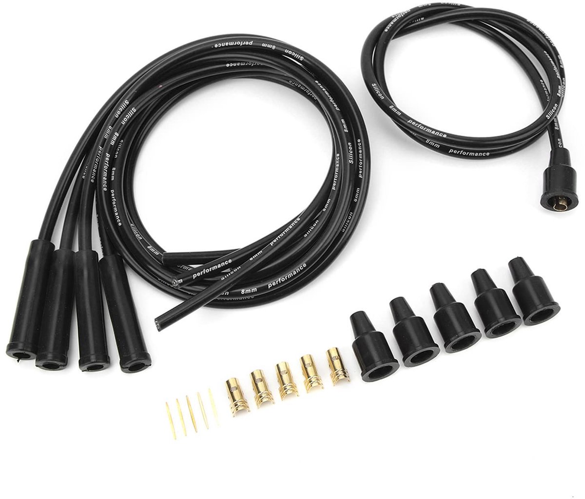 8mm Hoogwaardige Bougiekabelset voor 4-Cilinder Klassieke Auto's - 1M - Zwart