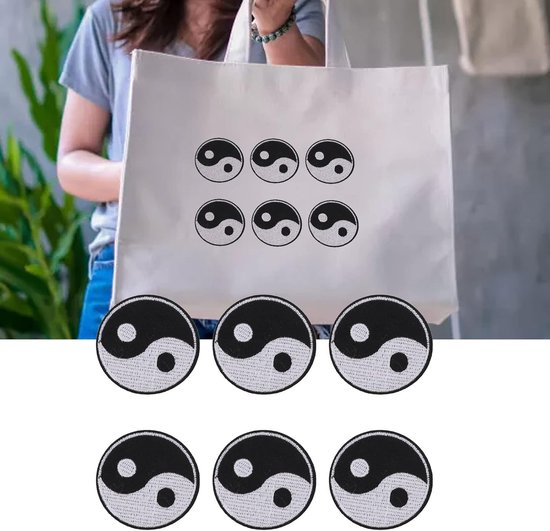 Yin Yang Patches - Tai Chi Doekstickers - Kleding Versieren - Katoen Materiaal - 6 Stuks — afbeelding 4