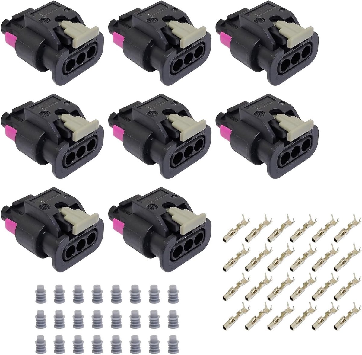8 Stuks 4F0973703 3-Pins Parkeersensor Connectoren voor VW
