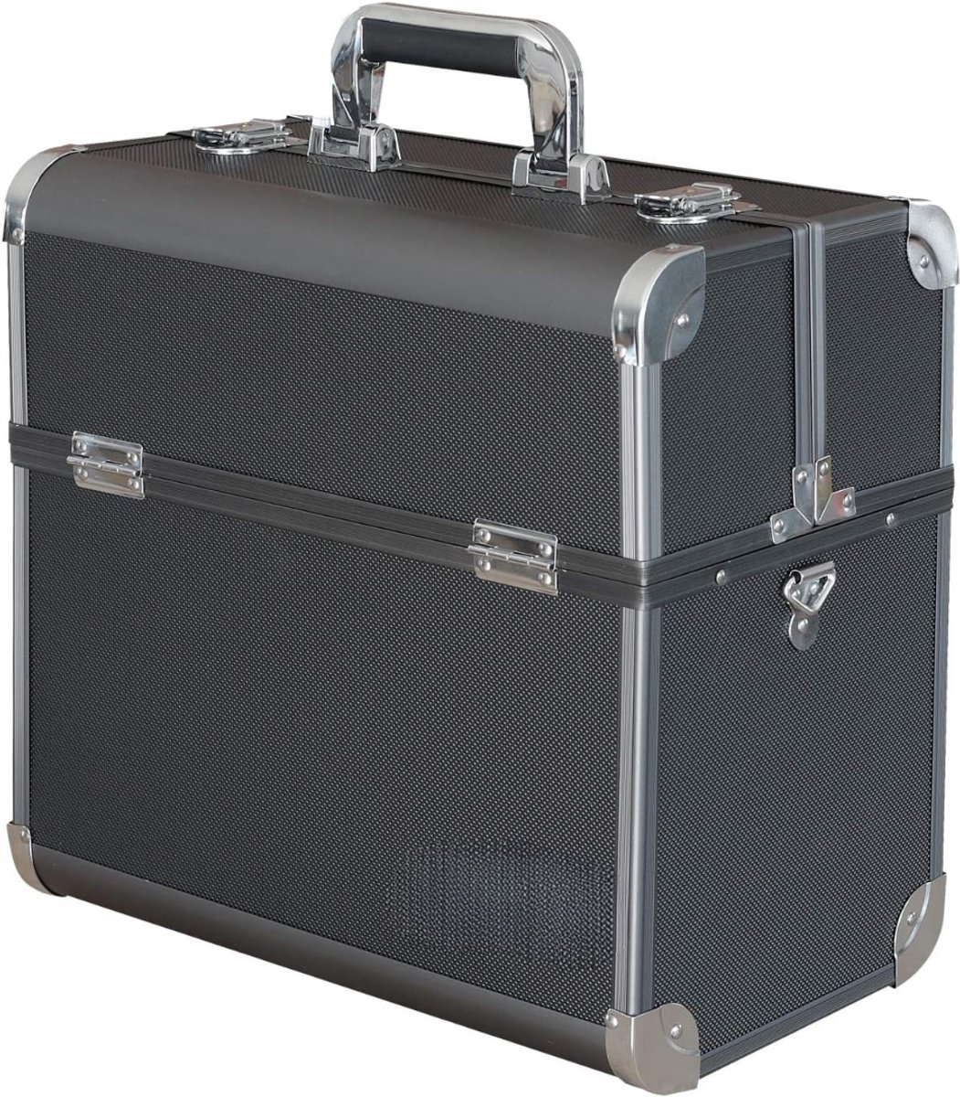 DYNA® Cosmetica Koffer - Make-up Koffer met Verstelbare Vakken – Visagie Koffer – Zwart - 37cm x 35cm x 22 cm