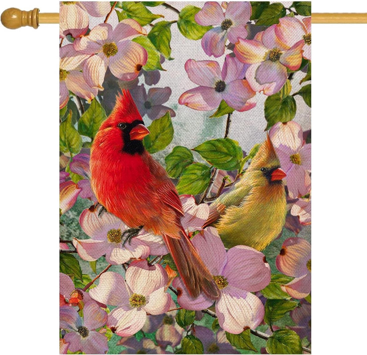 Tuinvlag Vogels - Decoratieve Vlag - Tuindecoratie - Dubbelzijdig Bedrukbaar - 28x40 Inch - Rood Geel