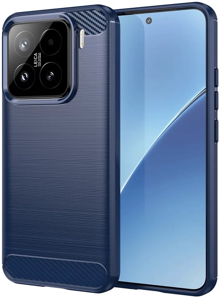 Hoesje geschikt voor Xiaomi 15 - Phonesta Carbon Silicone Back Cover - Blauw