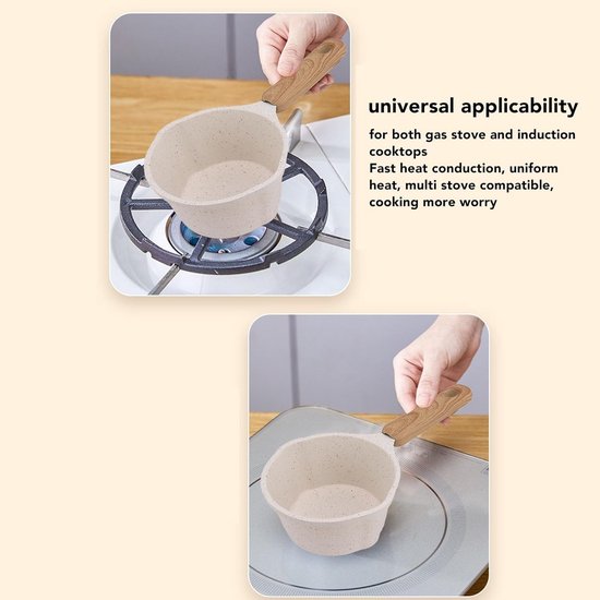 Small Pan Non-Stick Coating, Small White Saucepan Milk Pot With Flat Bottom Multifunctional Cooking Pot For Frying — afbeelding 5
