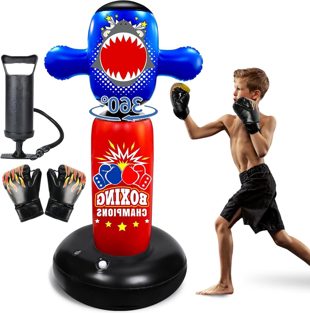 Kinder Bokszak - Opblaasbaar Speelgoed - Sportieve Ontwikkeling - 360 Graden Rotatie - 160 cm Hoog