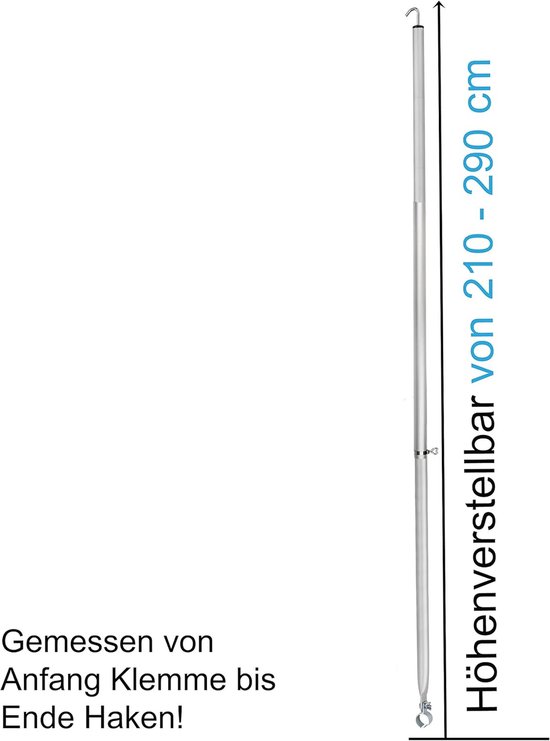 Aluminium Tentstok - Telescoopstang Voortent - Kamperen Buiten - Verstelbaar 3 Delen - 210-290 cm - Zilver van Merkloos	 — afbeelding 5