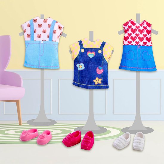 Speelpop - Mode pop - Kinderen spelen - Drie outfits - 12 cm - Blauw — afbeelding 4