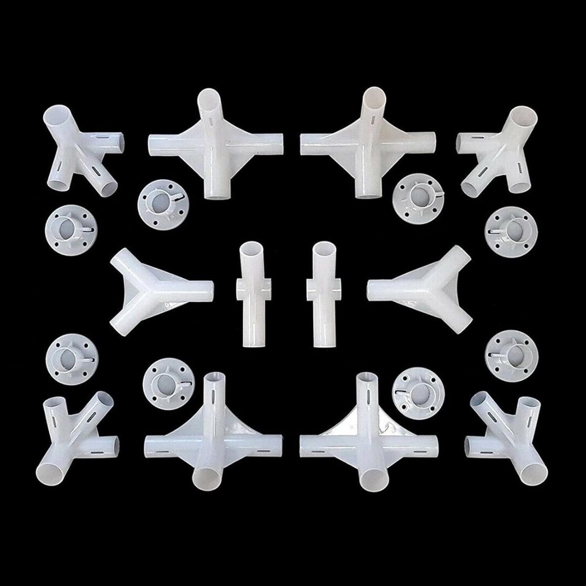 Tent Verbindingsset - Gazebo Onderdelen - Tent Opzetten - 20 Delige Set - 25/19mm Connectoren - Wit