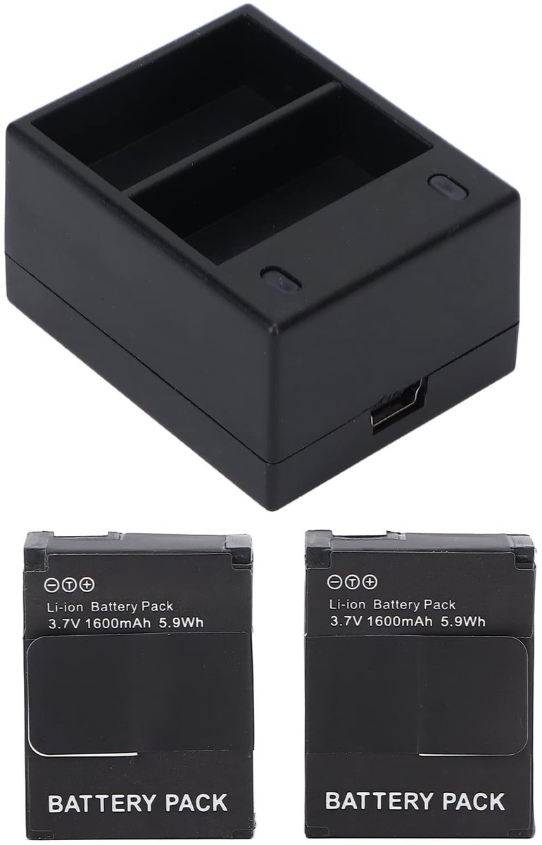 Annadue 2x 1600mAh Camera Batterijen met Dual Charger - Snelle Oplader voor Hero 2/3/3+