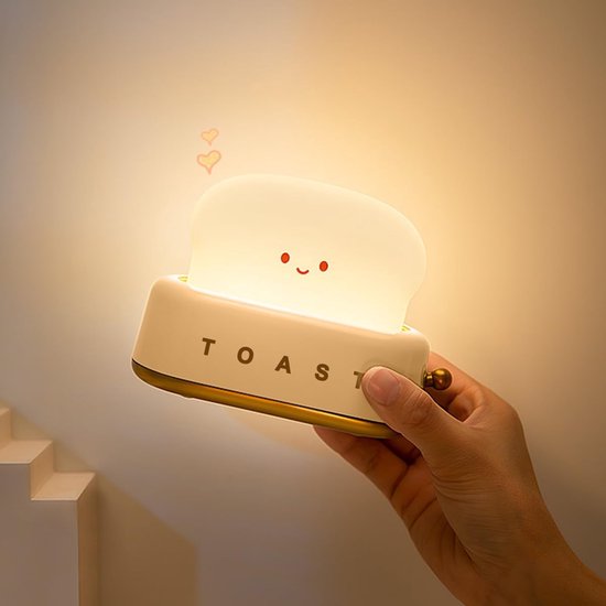 Nachtlampje - Broodbakmachine met nachtlampje - Compacte bureaulamp - Ingebouwd LED-nachtlampje - Perfect voor op het nachtkastje - Met timer en oplaadbaar - Een leuk verjaardagscadeau voor baby's, kinderen, meisjes en jongens — afbeelding 5