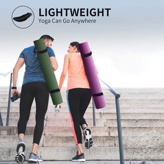 Yogamat - Oefenmat Fitnessmat - Training en Ontspanning - Extra Lang Breed - 213 x 81 cm - Groen Zwart van Yogamat — afbeelding 2