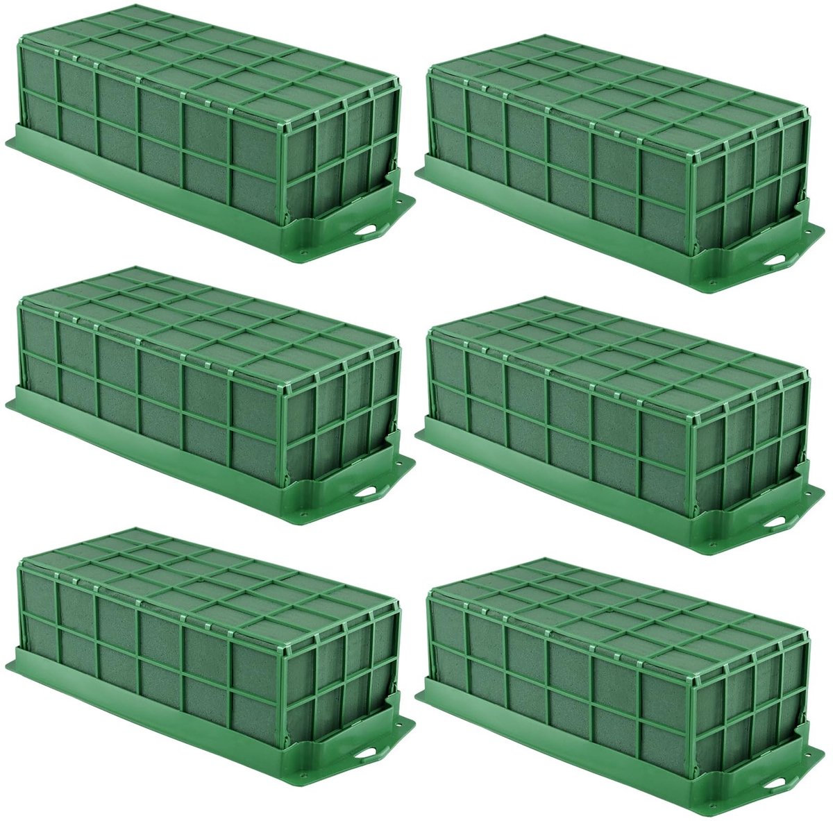 Dailygoods- Bloemsteekschuim 6 Stuks - Steekspons met Rooster - Waterretentie - Rechthoekig - Voor Bloemisten - 29,5 x 11,7 x 8 cm