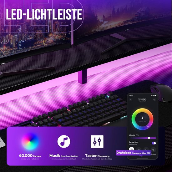 Gamen Bureau - Computer Tafel - Comfortabel Spelen - Geïntegreerde Stroomvoorziening - 130x50 cm - Zwart — afbeelding 4