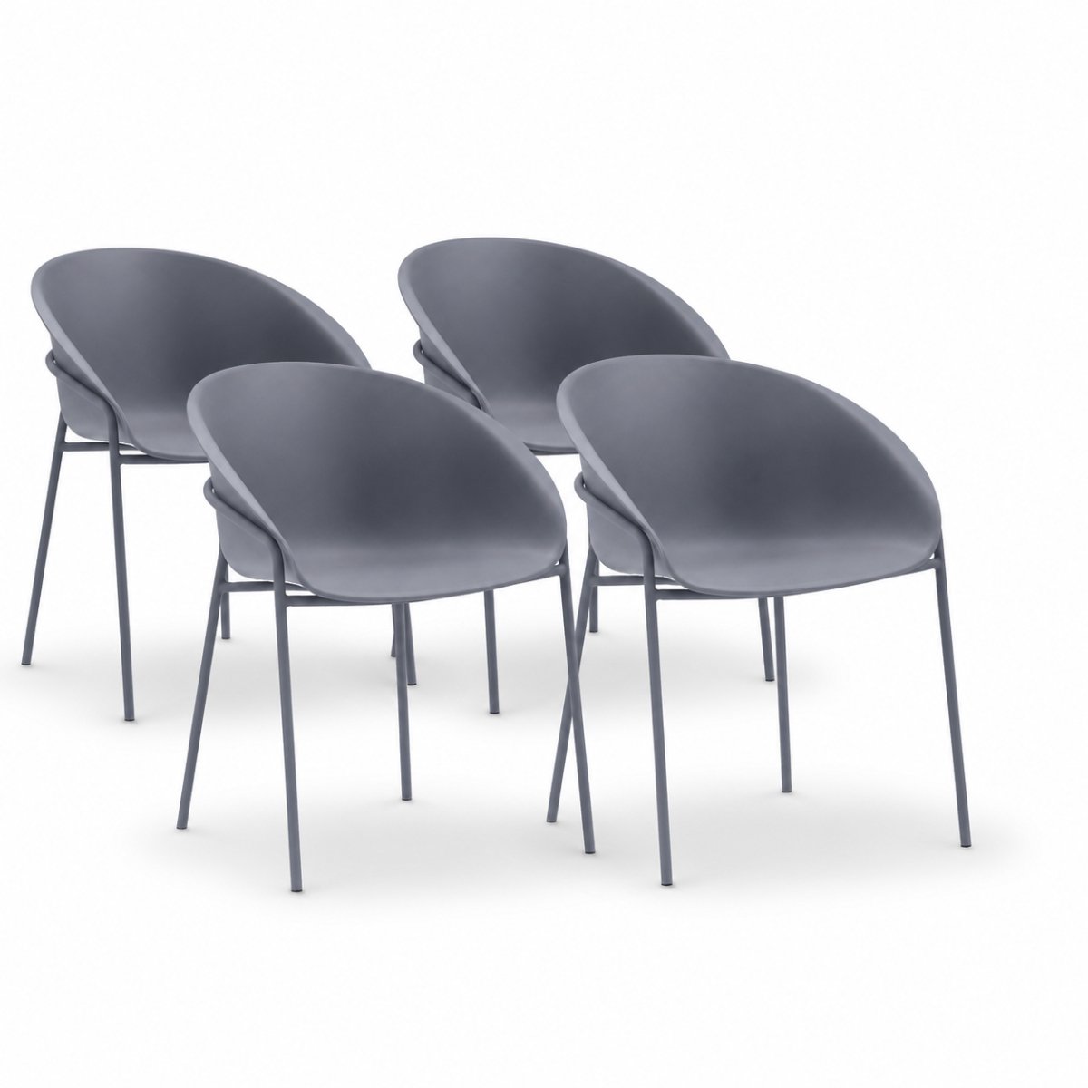 DS4U® - Ella stoel - Set van 4 - Grijs - Kunststof - Weerbestendig