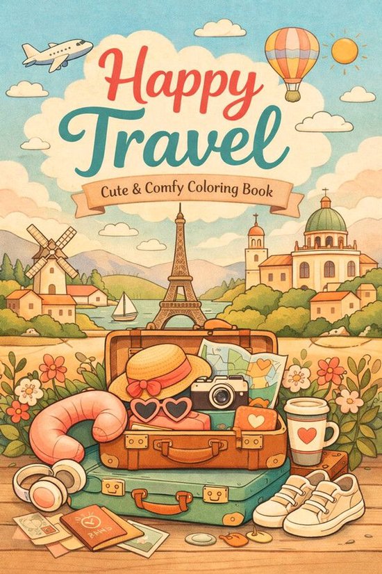 Happy Travels: Coloring Book for Adults and Teens Featuring  ... - cover