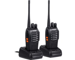 Walkie Talkie 400-470MHz – 16 Kanalen – 1500mAh Oplaadbaar – 2 Stuks met Antenne – Voor Bouw, Camping & Outdoor