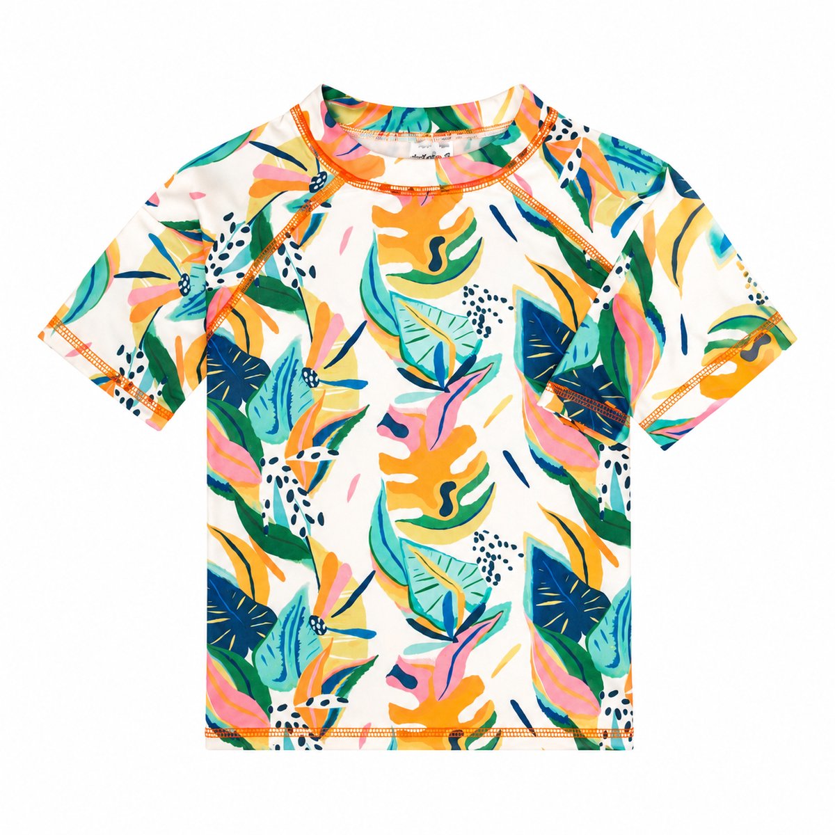 Ducksday - UV-Zwemshirt voor kinderen - UV-werend UPF50+ - Rashguard met Korte mouwen - unisex - Moana - Tropsiche print - maat 2 jaar