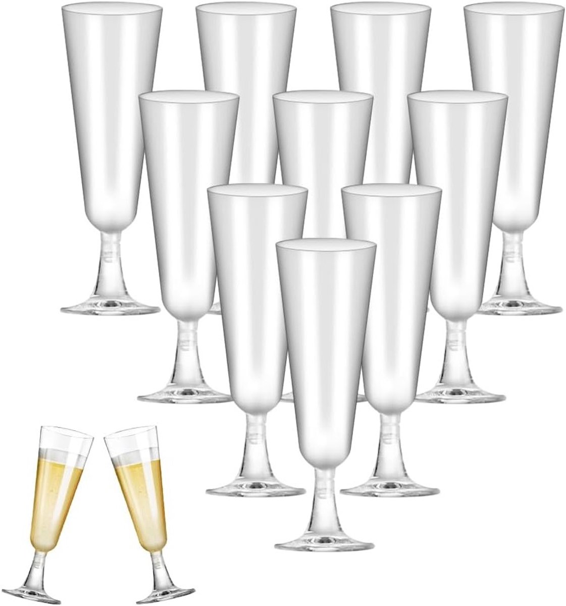 Set van 25 Herbruikbare Plastic Champagneglazen van 160 ml voor Feesten, Bruiloften en Picknicks, Transparant en Ideaal voor Mimosas