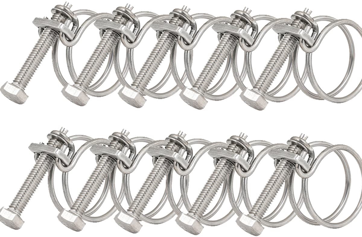 Dailygoods- Slangklemmen 25-29mm - RVS Slangklemmen - Verstelbare Klem - Dubbele Draad - Set van 10 - Hoogwaardige Kwaliteit - Slangklem