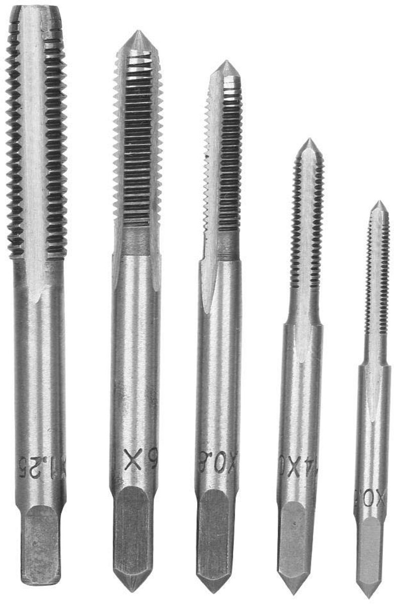 VLEMICO- Tap Set 5 Stuks - Handmatige Tap - Snelstaal - Draadsnijden - M3/M4/M5/M6/M8 - Roestbestendig - Draadkappen