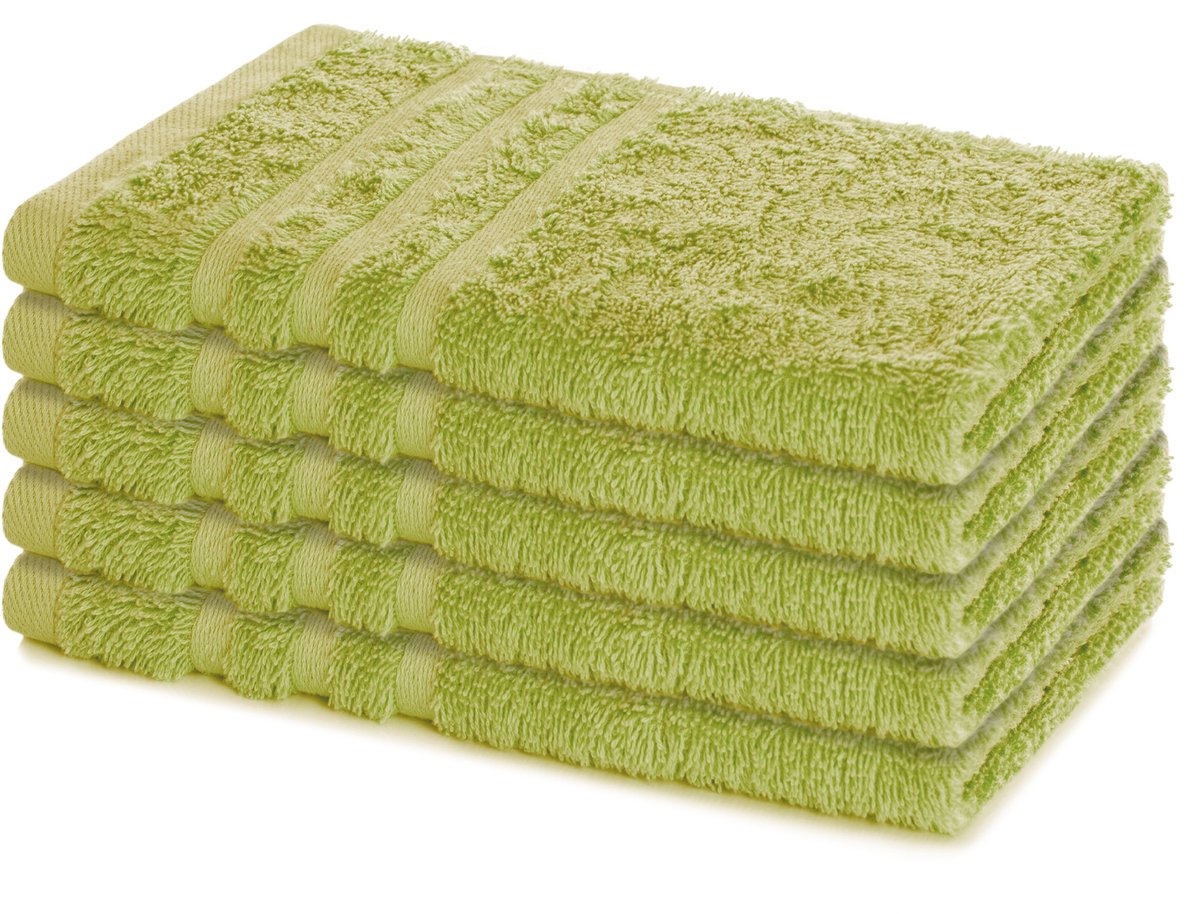 Lavea® Set van 5 Handdoeken 30×50 cm – 100% Katoen – Zacht & Absorberend – Gastendoekje – Voor Badkamer, Hotel & Spa - Premium Absorptie & Duurzaam – Lindegroen