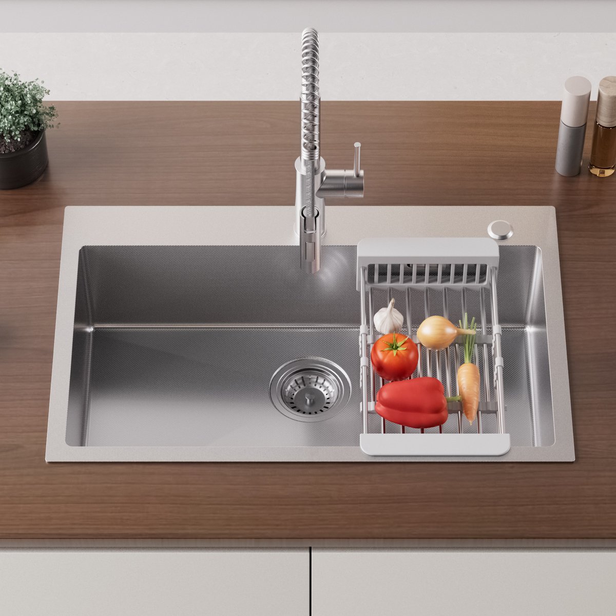 CECIPA max Luxe Keuken Gootsteen - Grote Spoelbak RVS 70x45CM - Handgemaakt 3mm Extra Dik Roestvrij Staal - Geluiddempend & Anti-Condens