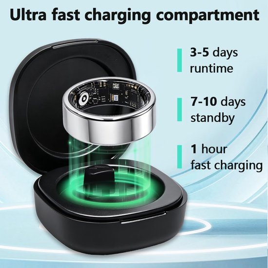 Smart Ring Fitness - Gezondheidsring - Sporten en Gezondheid - Hartslag en Slaapanalyse - Maat 9 - Zilver van Smart++) — afbeelding 3