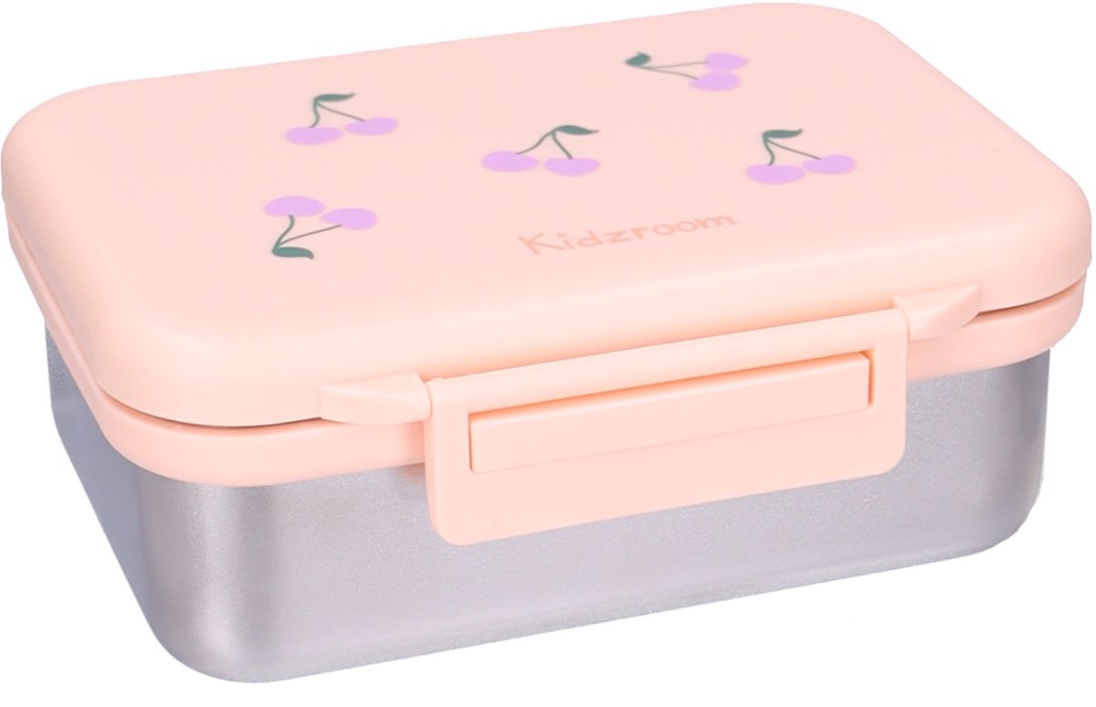 Kidzroom Nostalgia Broodtrommel - RVS lunchbox kinderen - Incl. divider - 1,8 liter - Roze