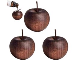 3 stuks-Geurend hout - Diffuser voor etherische oliën - Aromatherapiediffuser - Appelornament - Geurend ornament - Woondecoratie - Geschikt voor slaapkamer- studeerkamer- woonkamer- kantoor- auto - Bruin - 4,5 x 3,7 cm