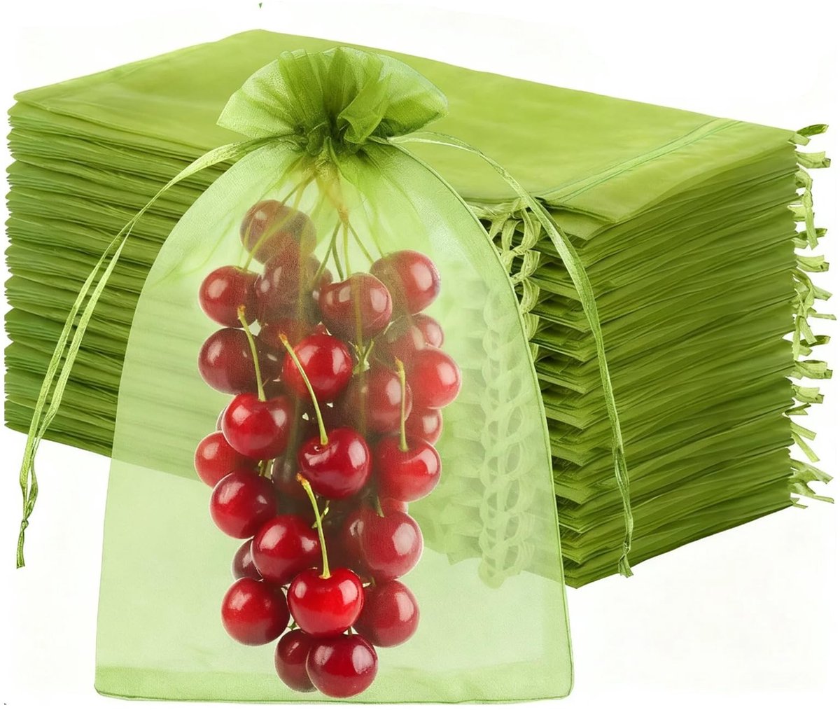 Dailygoods- Fruitbeschermende Zakken 60 Stuks - Organza Gaas Net - Trekkoord - Bescherming Tegen Insecten - Lichtgewicht - Duurzaam Materiaal - Beschermnet