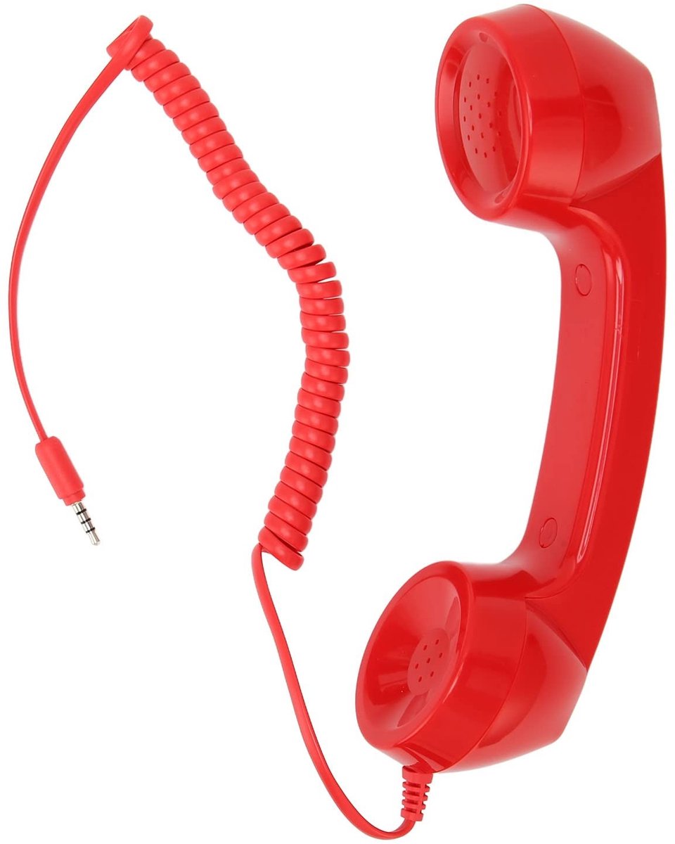 Dailygoods- Telefoonhoorn Retro Stijl - Stralingsbestendig - Mobiele Telefoonontvanger - 3,5mm Geluidsstekker - Uitstekende Geluidskwaliteit - 1m Opgerold Koord