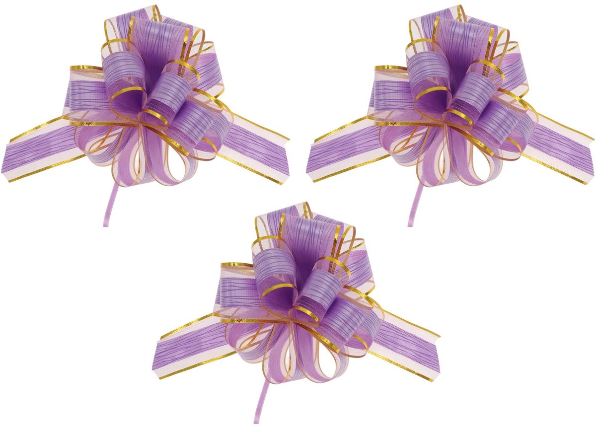 Dailygoods- Geschenkstrikken 3 Stuks - Decoratieve Strikken - Bruiloft/Verjaardag - Geschenkmanden - Paars - Duurzaam Ontwerp - Cadeauband