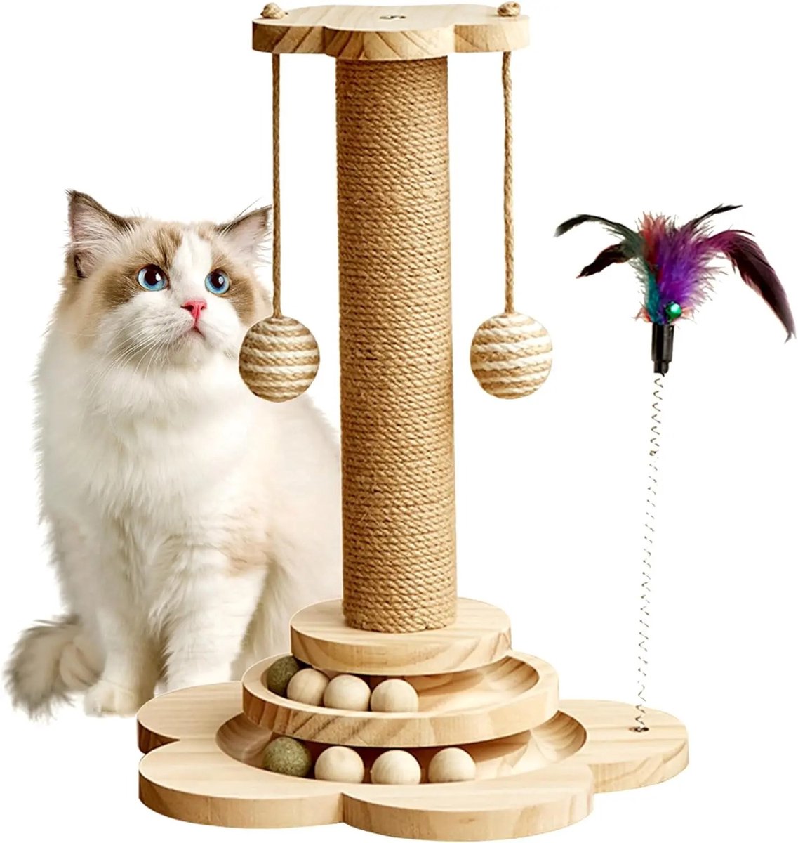Geargalaxy Krabpaal - Kattenkrabpaal - Kattenboom - Krabmeubel - Kattenkrabber - Katten Speelmeubel - Kattenpaal - 46 cm - Naturel