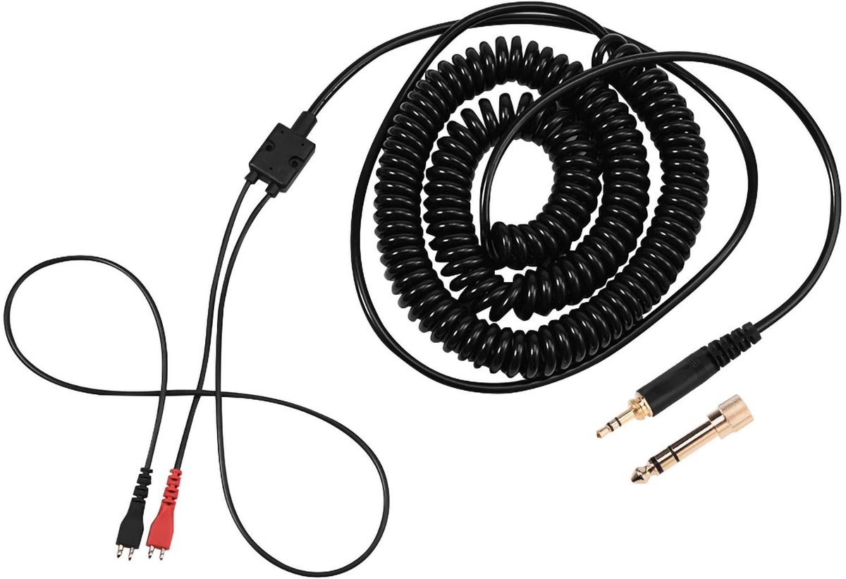 Dailygoods- Spoelkabel Vervangend - Vergulde Stekker - 3,5 mm/6,5 mm - Voor HD-hoofdtelefoon - Compatibel met HD25/560/540/480/430 - Hoofdtelefoonkabel