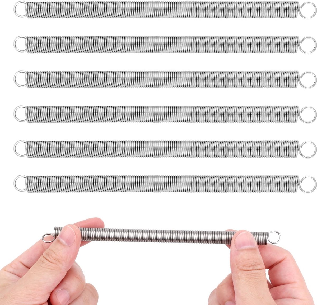 Dailygoods- Trekveer 16,5 cm - Roestvrij Staal - Dubbele Haaktrekveer - Trekveerassortiment - Industriële Machinereparatie - Voldoende Aantal - Verlengingsveer