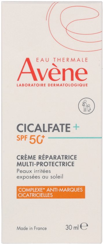 Doosje Avène Cicalfate+ crème met SPF 50+. 30 ml.